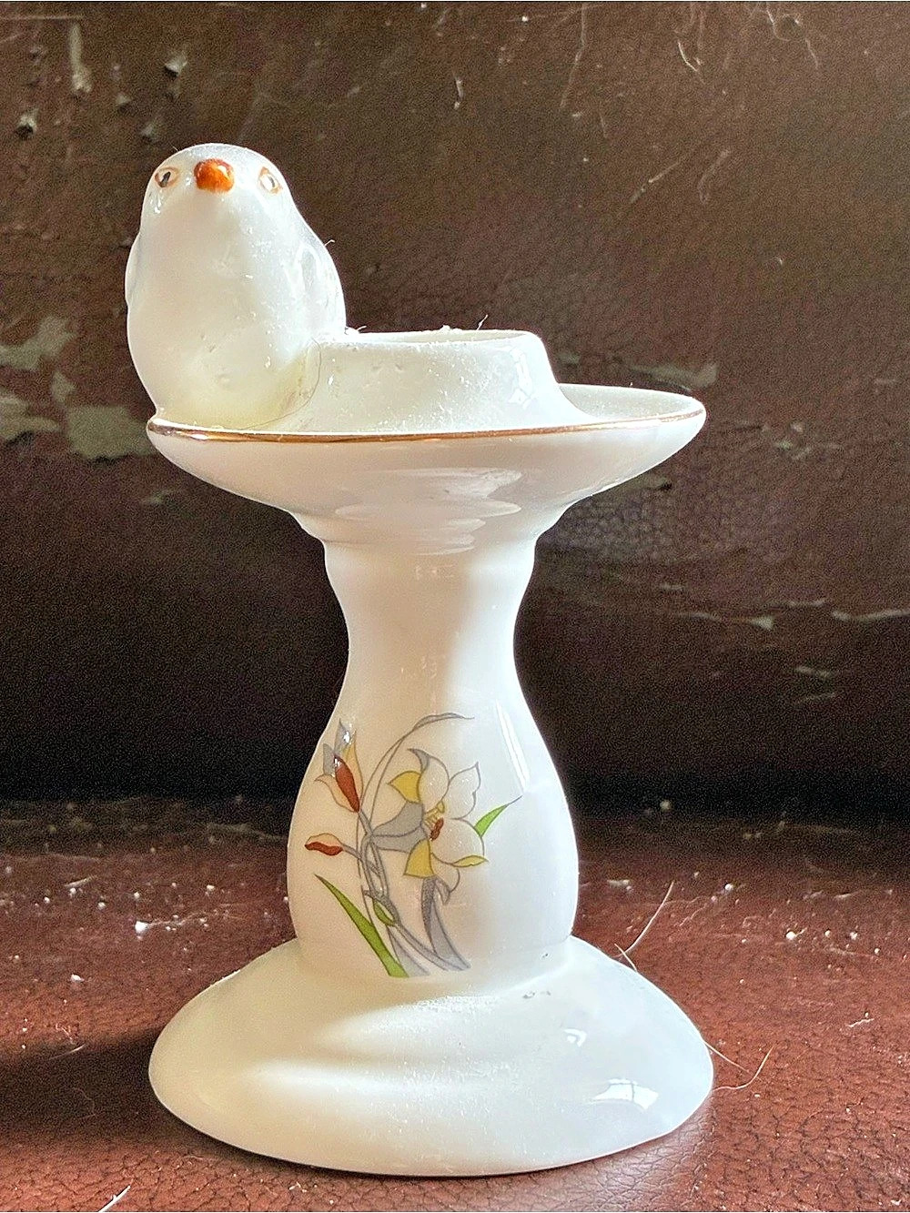 Bintage Bird Candle Holder Bone China Decor